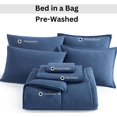 thumbnail image 2 of Full Bed Set Pre-Washed – Brushed Microfiber Full Size Bed in a Bag with Comforter, Flat Sheet, Fitted Sheet, 2 Pillowcases & 2 Shams – Brushed Full Size Bed Set - Navy, 2 of 15