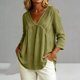 thumbnail image 1 of Neewe Women's Cotton Linen 3/4 Length Sleeve Tops V Neck Pleated T Shirts Loose Fit Blouses Casual Tees 2026 Fashion Clothes, 1 of 8