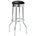 thumbnail image 3 of Retro Upholstered Metal Swivel Bar Stool Black (Set of 2), 3 of 5