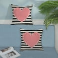 thumbnail image 3 of Valentines Day Pillow Covers 16x16 Inch Set of 2, Valentines Decor Linen Pillowcase Stripes Pink Love Heart Valentines Throw Pillows Anniversary Decorative Outdoor Cushion Case for Sofa Couch, 3 of 6