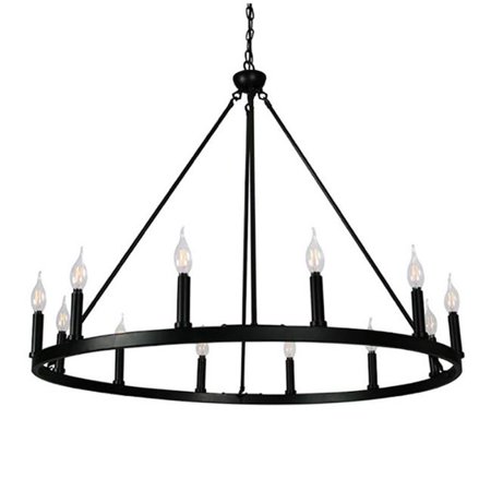 Canyon Home Cy A5 37 In Wide 12 Light Matte Steel Frame Chandelier Wagon Wheel 44 Black Canada Canada, Black Wagon Wheel Chandelier Canada