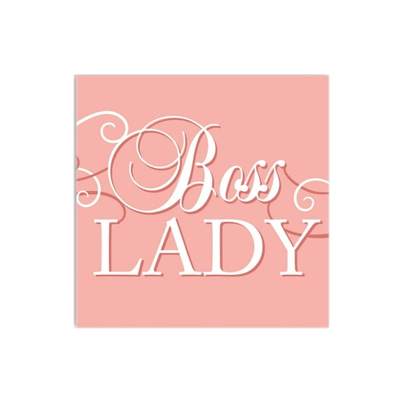 Boss Lady Creamy Pink Scroll 12 x 12 Wood Wall Sign Plaque