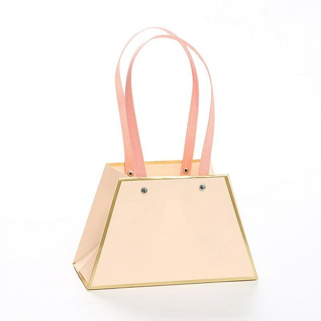 Zhuge Bolsas de embalaje para cajas de regalo, bolsas de regalo con forma de trapecio y flores, cajas de regalo con flores (rosa)