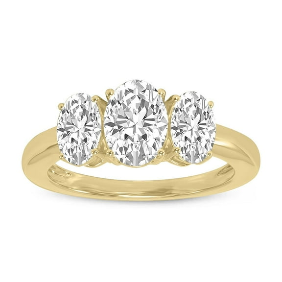SZUL Women's 1 CTW Three Stone Oval Shape Lab Grown Diamond Ring in 14K Yellow Gold