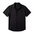 thumbnail image 4 of FengLS Men's Casual Shirt Summer Lightweight Button-Down Cardigan Shirt Collar Short Sleeves Shirt with Chest Pocket Outdoor Vacations Tops Soild Color Beach Blouse, 4 of 6