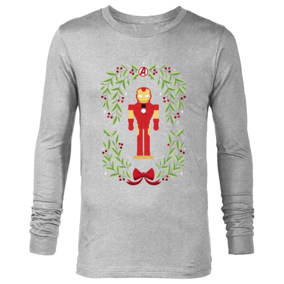 Marvel Holiday Christmas Avengers Holly Iron Man Nutcracker - Long Sleeve T-Shirt for Men - Customized-Athletic Heather