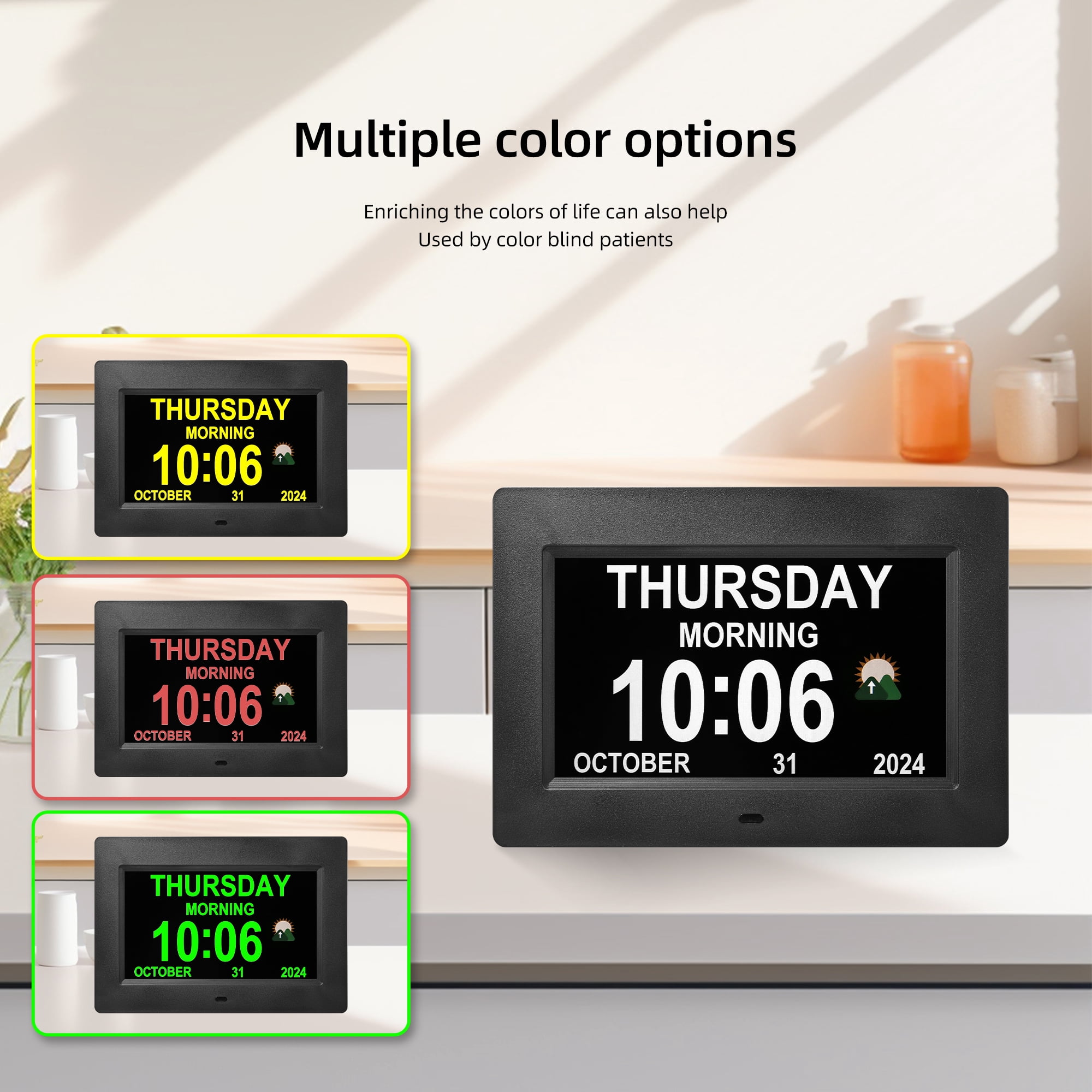Memwake Digital Clock with Date,Multiple Display Modes,Auto Brightness, Multiple Alarms,Suitable  for 2026 World Cup，for the Elderly and Alzheimer's Patients.