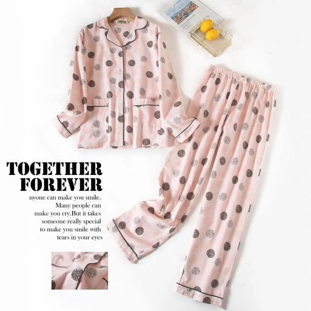 Pijamas de franela de algodón para mujer, ropa de S-XXXL de talla grande, traje de casa, Tops de dormir con estampado a cuadros, Otoño e Invierno