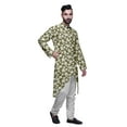 thumbnail image 2 of Atasi Kurta Asymétrique à Boutons pour Hommes en Coton Slub Imprimé Mode pour Hommes, 2 of 5