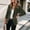 Army Green, variant on IUYRTFE Women's Suede Look Blazer Lapel Collar Button Front Lined Jacket with Padded Shoulders