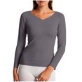 thumbnail image 2 of ClodeEU Women's V Neck Long Sleeve Thermal Underwear Top ,Cozy Warm Base Layer ,Women's Plus XXL, 2 of 4