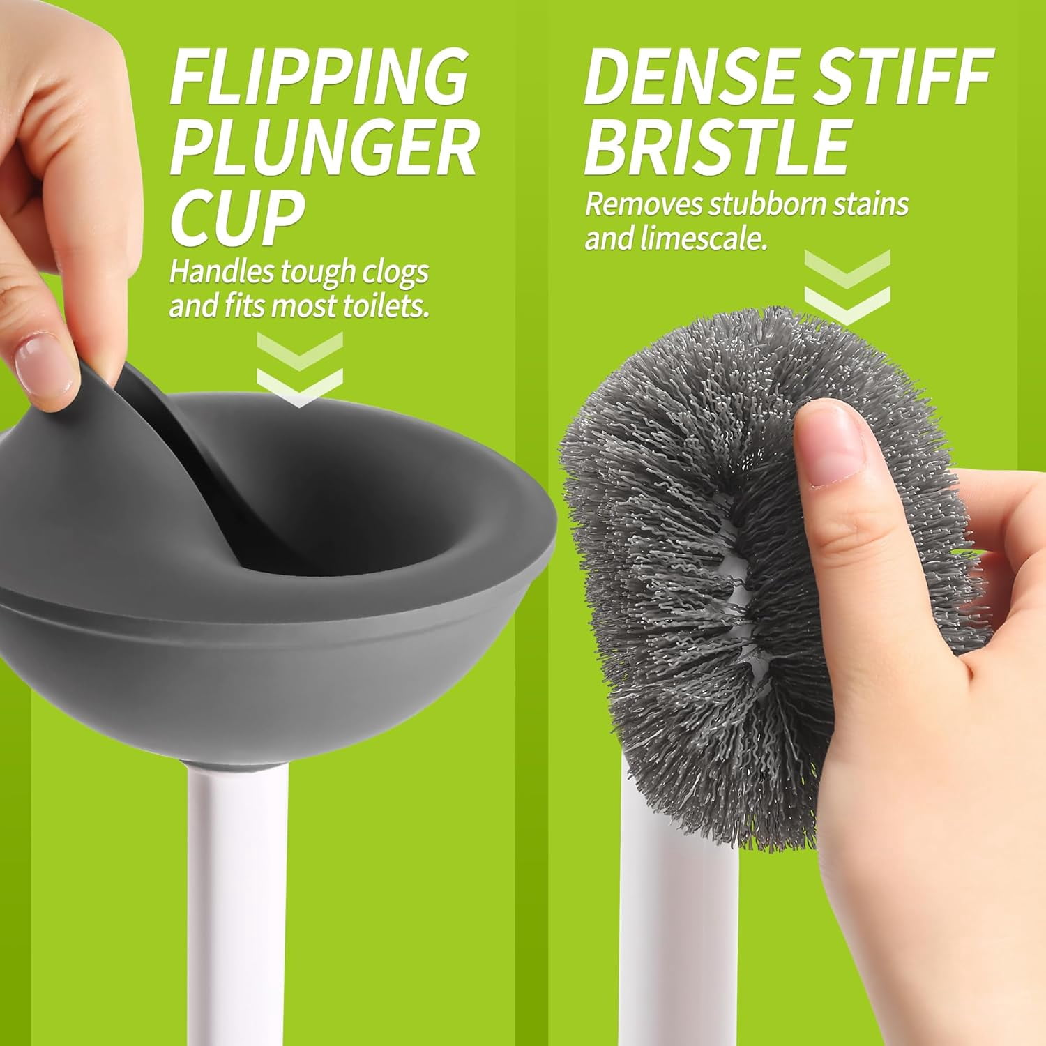 RGHJAR-Toilet Brush and Plunger Set Hidden, S-Shaped Toilet Brush Plunger Combo, Perfect for Homes, Apartments & Bathrooms