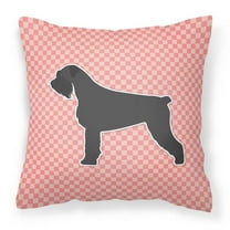 Carolines Treasures BB3673PW1818 Giant Schnauzer Checkerboard Pink Fabric Decorative Pillow