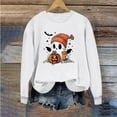 thumbnail image 2 of LYEAA Halloween Womens Crewneck Sweatshirt Long Sleeve Regular Ribbed Cuff Casual Wear Ghost Holiday Clothes White XL, 2 of 5