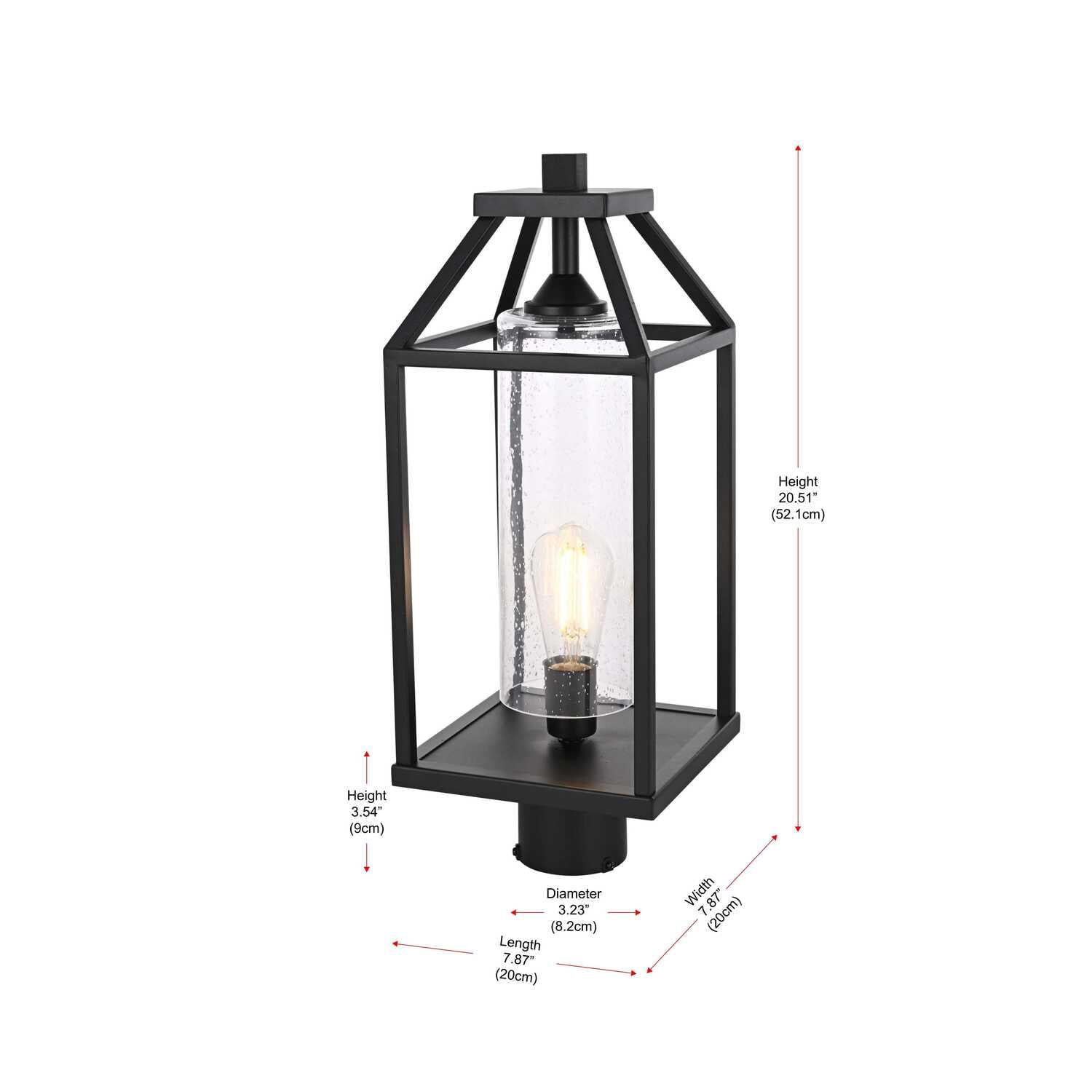 Elegant Lighting Zora 21" Outdoor Post Light in Black