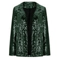 thumbnail image 3 of Baberdicy Women Sequins Blazers for Women Sequin Jacket Casual Long Sleeve Glitter Party Shiny Lapel Rave Outerwear Coat Blue Green Acrylic, 3 of 5