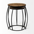 thumbnail image 4 of Pemberly Row 20x26 Set of Two Round Top Brown Wooden Nesting Accent Tables, 4 of 9