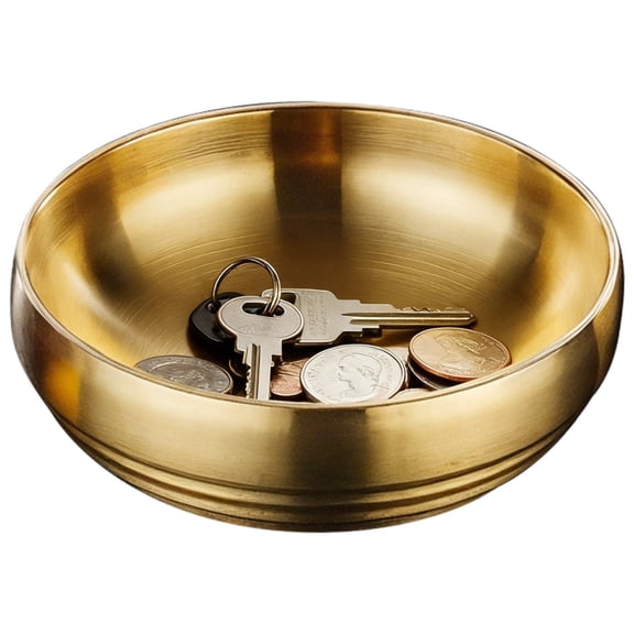 Gold Stainless Steel Catchall Bowl, Modern Entryway Organizer Tray for Keys, Wallets, Jewelry, Console Table & Nightstand Decor