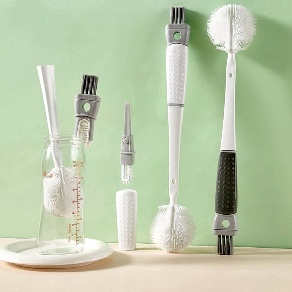 Weymikeze Long Handle Cleaning Brush, Bendable Foldable Silicone Brush Head, Scratch-Free Detachable Cup Brush for Cleaning Dead Corners(2-pack)