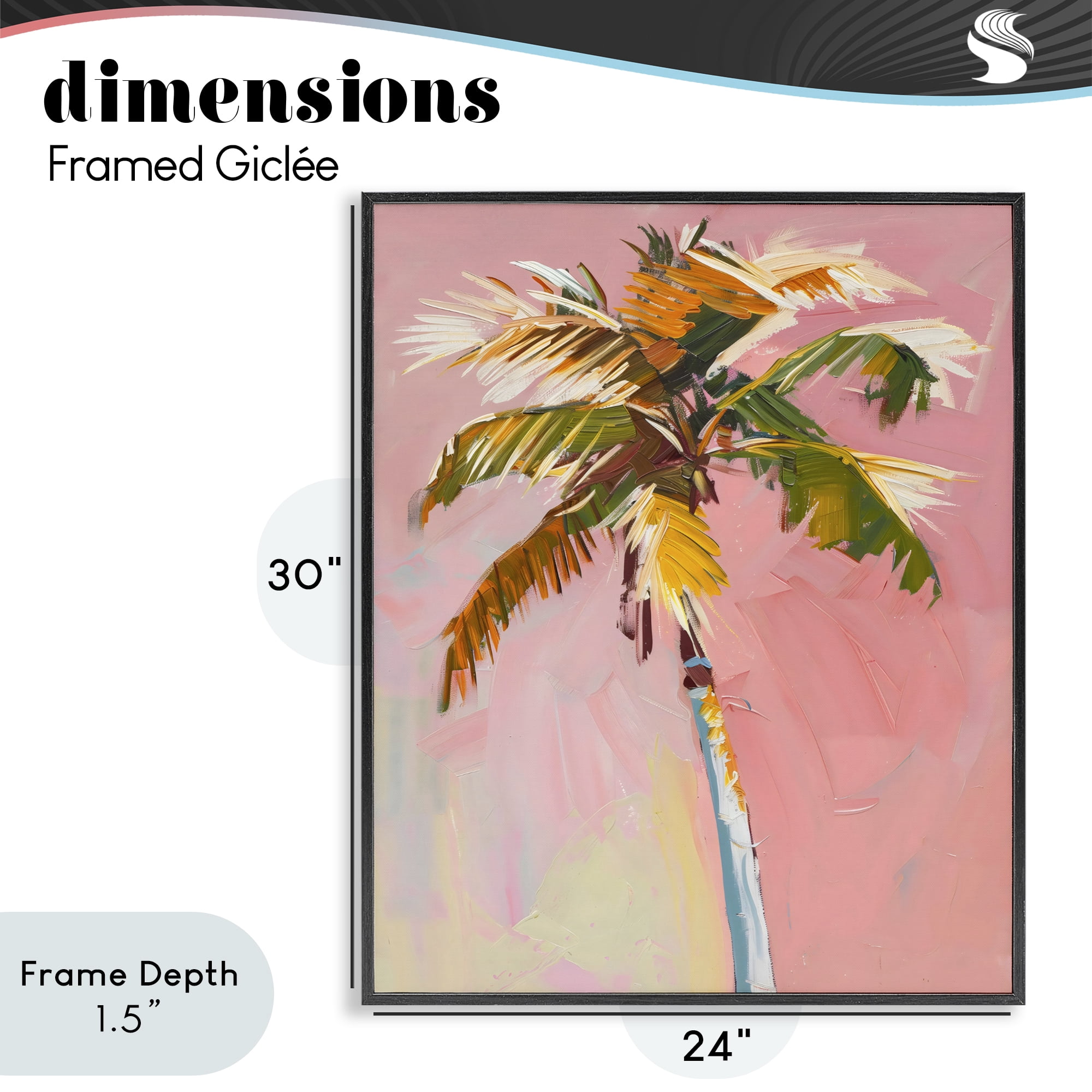 Stupell Industries Pink Palm Summer Oasis Black Framed Giclee Art, design by The Prints Vibe