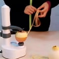 thumbnail image 5 of Pelador de patatas eléctrico, pelador automático de manzanas, pelador giratorio de acero inoxidable resistente, pelado rápido y fácil, 5 of 5