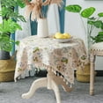 thumbnail image 4 of Twfbrm Floral Tablecloth for Round Table, 35"x35" Cotton Linen Pastoral Flowers Pattern Square Table Cover with Tassels, Vintage Farmhouse Decorative Fabric Table Cloth for Indoor Outdoor Picnic, 4 of 6