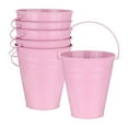 thumbnail image 1 of Paquete de 6 Cubos de Metal Pequeños con Asa, Cubos Galvanizados de 12x13cm, Pequeños Cubos de Metal con Asa [Rosa Claro], 1 of 1