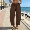 thumbnail image 2 of Capri Linen Pants for Women Linen Barrel Pants Wide Leg Gaucho Pants for Women Straight Leg Linen Trousers Elastic Waist High Waisted Resort Outfit Work Trousers With Pockets Linen Blend Pants, 2 of 9