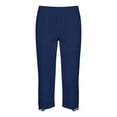 thumbnail image 3 of vzibsiv Women Capris Pull on Pants Blue High Waist Lace Hem Capri Leggings Size 2XL, 3 of 6