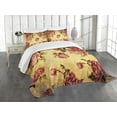 thumbnail image 3 of Ambesonne Rose Quilted Bedspread Set 3 Pcs, Victorian Style Pattern, Queen Size, Cream Pink Green, 3 of 5