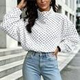 thumbnail image 4 of ZHYou Womens Polka Dot Cropped Puffer Jackets Stand Collar Full Zip Up Loose Long Sleeve Casual Padded Coats with Side Pockets, 4 of 8