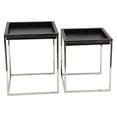 thumbnail image 3 of Empire Art Direct  Black Ostrich Exotic Leather Nesting Tables with Stainless Steel Legs, 3 of 5