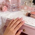 96Pcs 4 Box Ombre Pink Long Fake Nails with Glitter, Glossy Reusable ...