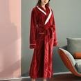 thumbnail image 5 of VANLOFE Unisex Warm Pajamas Household Clothes Solid Bathrobe Lengthened Night-robe Man's Nightgown Casual Robes Red Robes Sleepwear for Woman M, 5 of 8