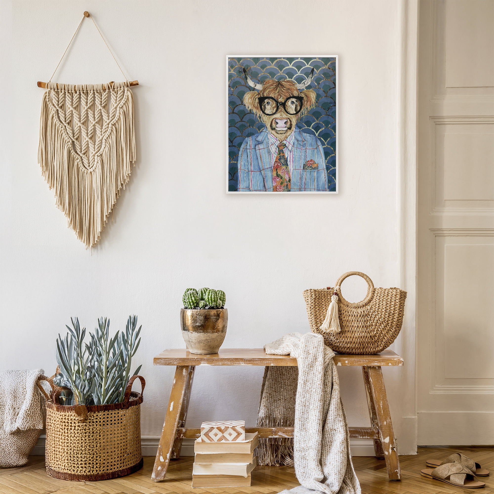 Stupell Industries Cool Highlander Portrait White Framed Giclee Art, design by Svetlana Aleynikova