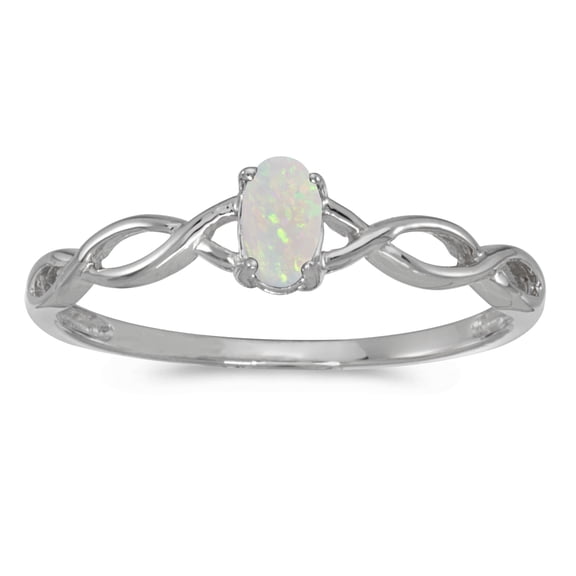 10k White Gold Oval Opal Ring
