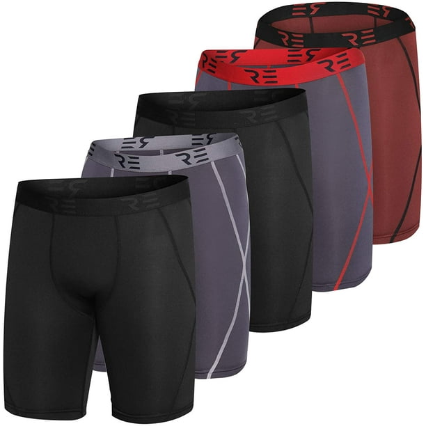 Real Essentials 5 Pack Mens Compression Shorts Men Quick Dry