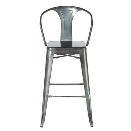 Tolix-style Arm Counter stool - Gunmetal Grey
