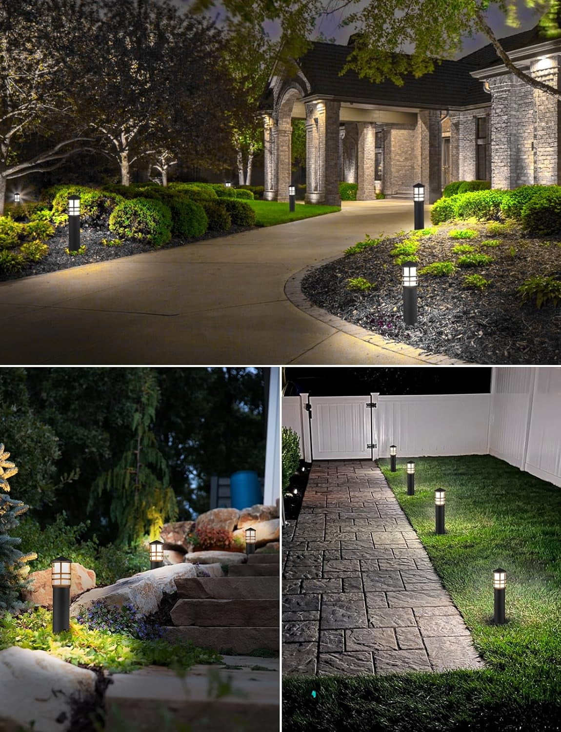 SUNVIE Low Voltage Pathway Light 3W 3000K LED Landscape Bollard Path Lighting Outdoor for Yard