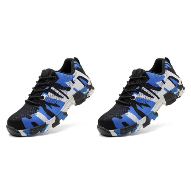 Qarigey 2 unids/set de zapatos para hombre con punta de acero, antideslizantes y cómodos para el trabajo, transpirables y cómodos, la cabeza camuflaje azul 38.1 2Conjunto