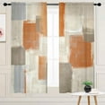 thumbnail image 1 of Orange Grey Curtains for Living Room Multicolor Checkered Curtains 63 Inch Length 2 Panels Set, Abstract Geometry Art Window Curtains Bedroom Drapes Rod Pocket, 1 of 5