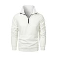 thumbnail image 3 of WTOBBY Men's Utility Zip Front Shirt Jacket Oversized Long Sleeve Top Lightweight Layering Urban Street Style Essential,White 2XL, 3 of 4