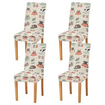 Yayeee 4 Pack Dining Chair Covers Stretch Parson Chairs Slipcovers Seat Protector, Cartoon Dog Reading Pattern