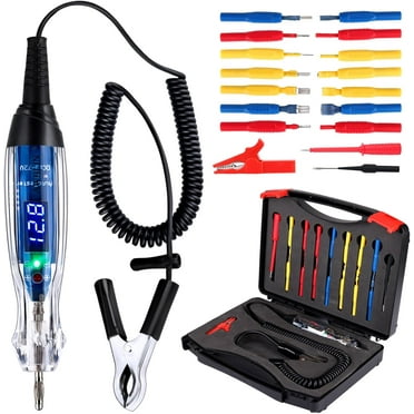 Automotive Test Light 5-90V Digital LED Circuit Tester with Voltage Display, Auto Bidirectional Light Tester, Electrical Voltage Tester with Extended Spring Wire & Probe for Car/RV/Vehicles