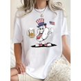 thumbnail image 1 of Camiseta De Verano Para Mujer, Elegante Camiseta Con Cuello Redondo Para Viajar, Acampar, Uso DiarioPatriotic Hot Dog Flag Print T-Shirt for Women, Casual Crew Neck Short Sleeve Tee, Knit Polyester, 1 of 7