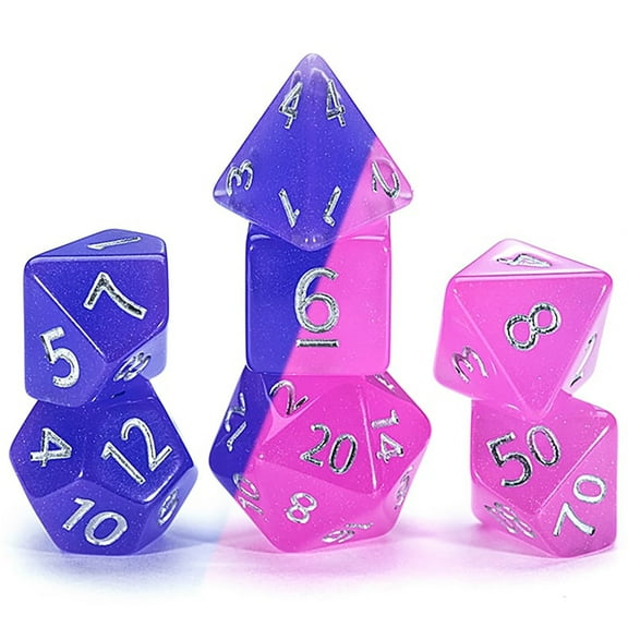 Gate Keeper Games and Dice: Chronomancy: Birthday Surprise - 7pc RPG Set, Thermal Color-Changing Pink & Blue, Hot/Cold, Resin Dice, Role Playing Games