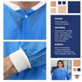 thumbnail image 4 of Batas De Laboratorio Desechables 41 Paquete Largo De 10 Batas De Trabajo Médicas Azules Para Adultos Sms Pequeños Ropa De Ppe De 40 G/M² Con Broches En La Parte Delantera Puños Y Cuello De Punto 3 Bol, 4 of 5