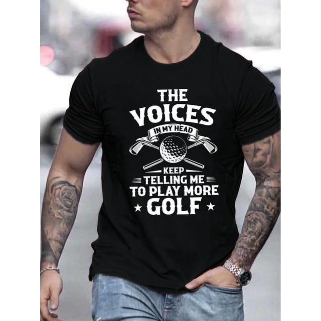 Estampado de golf Voices, camisetas de cuello redondo Niche para hombre, camisetas casuales y cómodas para hombre, camisetas de verano, camisetas de ocio