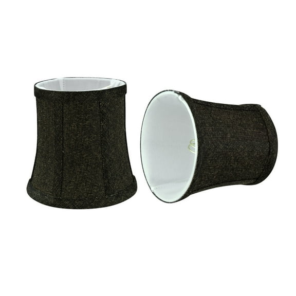 Aspen Creative 30364-2 Small Bell Shape Chandelier Clip-On Lamp Shade Set (2 Pack), Transitional Design in Two-Tone Black, 5" bottom width (4" x 5" x 5")