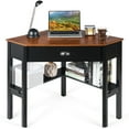 thumbnail image 4 of Topbuy Corner Computer Desk Table Wood Workstation Brown& Black, 4 of 5